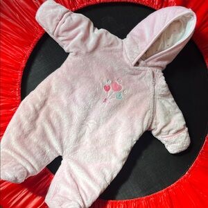 Child of Mine by Carters thick plush baby girl bunting snow suit size S (0-3m)
